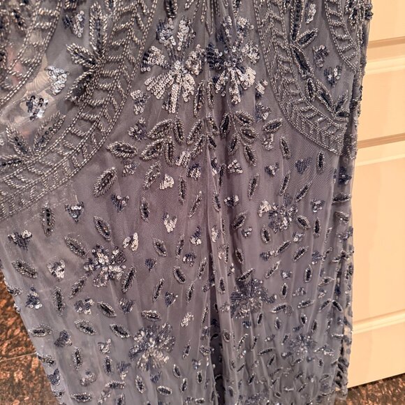 Lara Cape Sleeve Blue V-Neck Beaded Gown, Mother of the Bride, Brand New w Tags - Picture 8 of 12